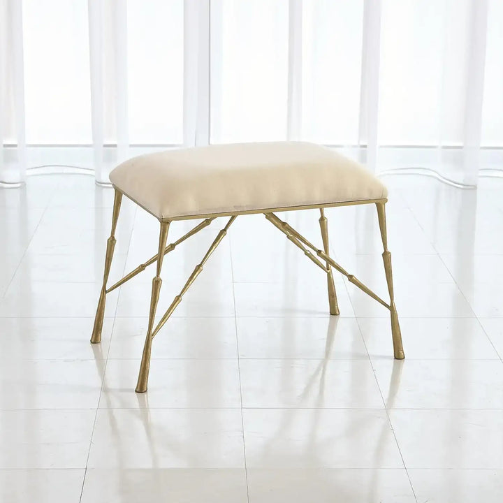 GLOBAL VIEWS SPIKE BENCH W/MUSLIN CUSHION - Benches, Ottoman, Stools