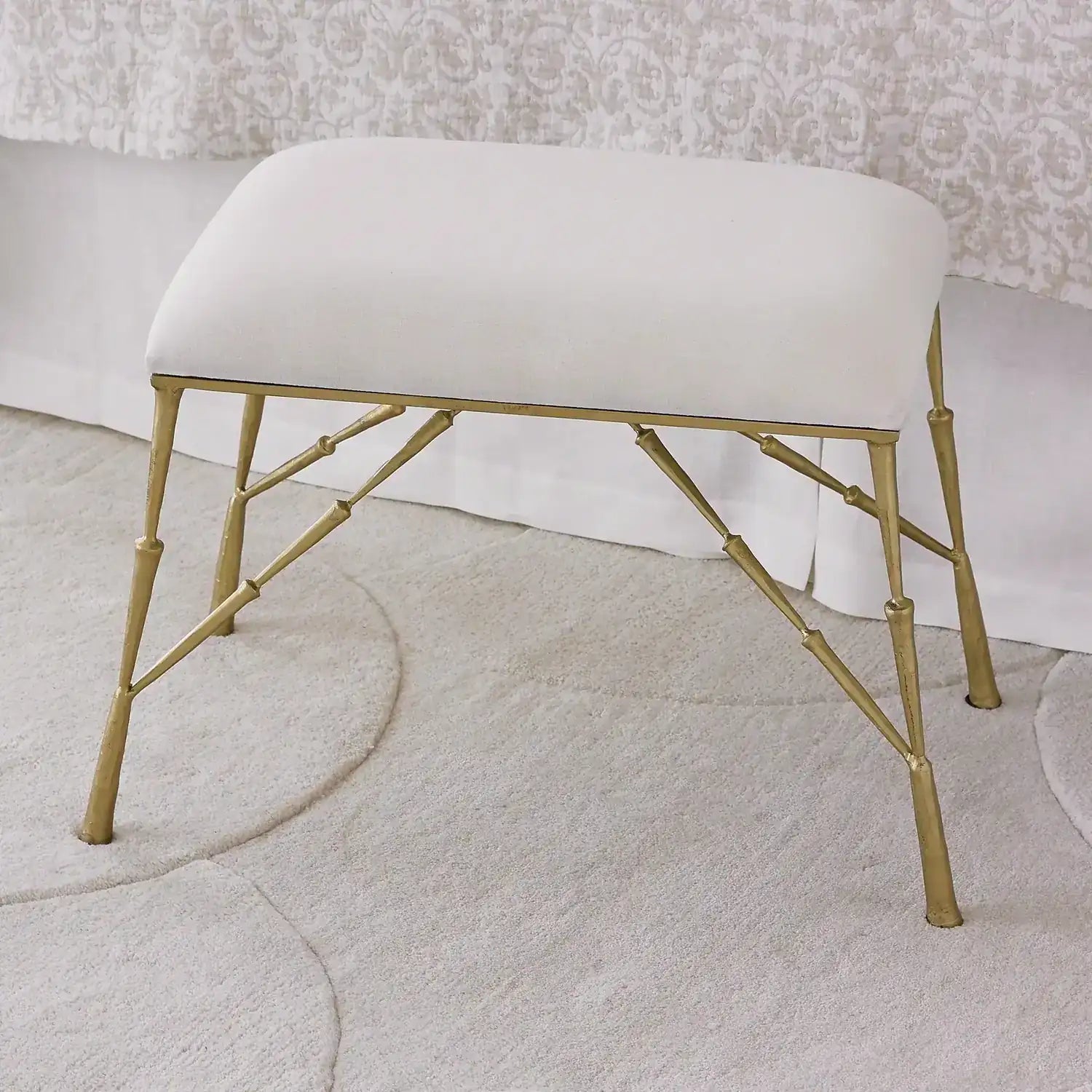 GLOBAL VIEWS SPIKE BENCH W/MUSLIN CUSHION - Benches, Ottoman, Stools