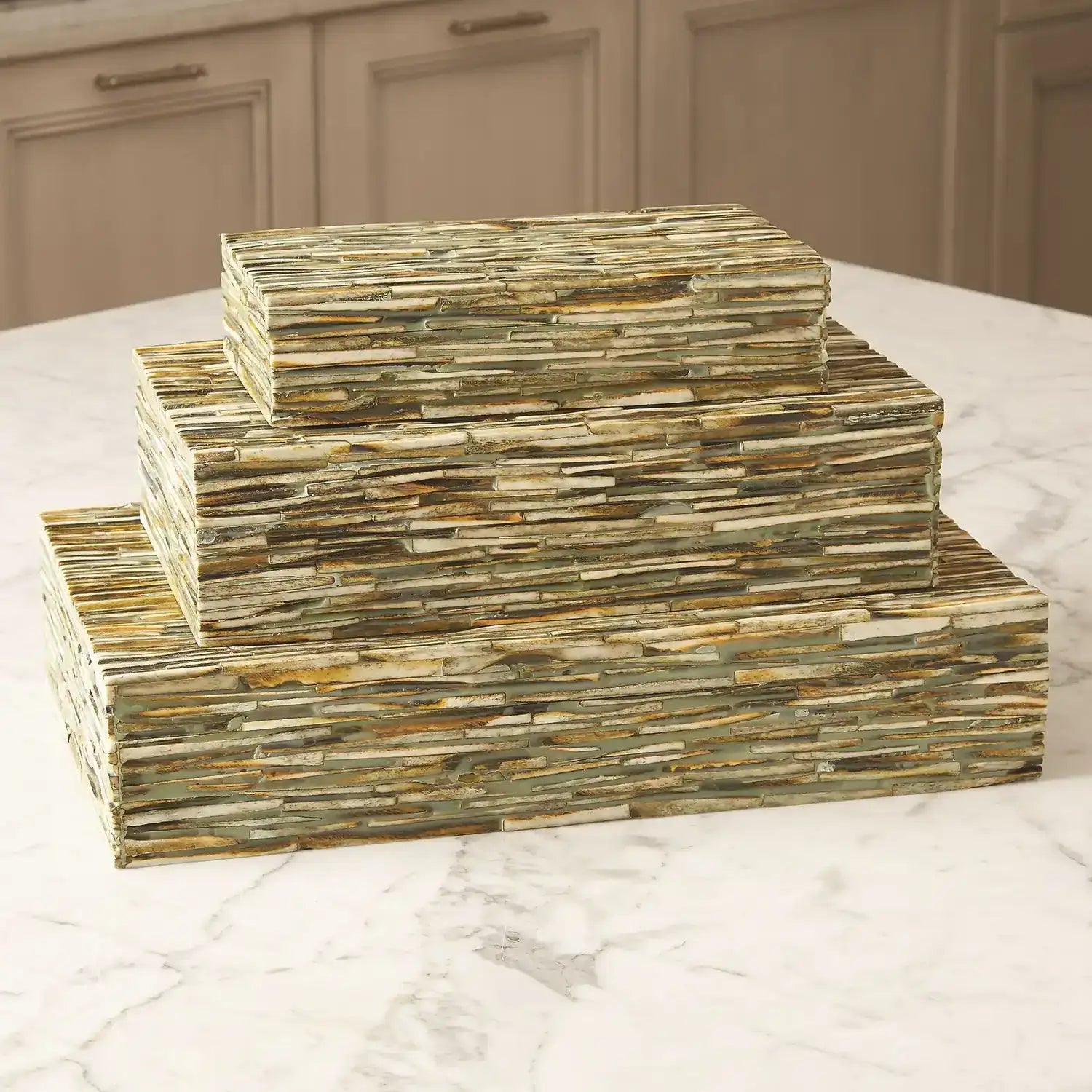 GLOBAL VIEWS CHISELED BONE BOX - Decorative Accents