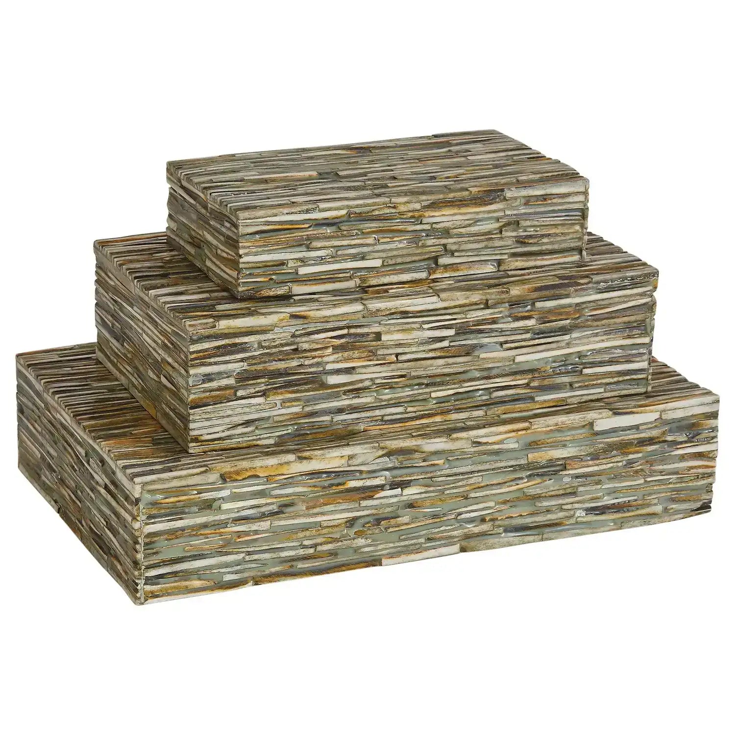 GLOBAL VIEWS CHISELED BONE BOX - Decorative Accents
