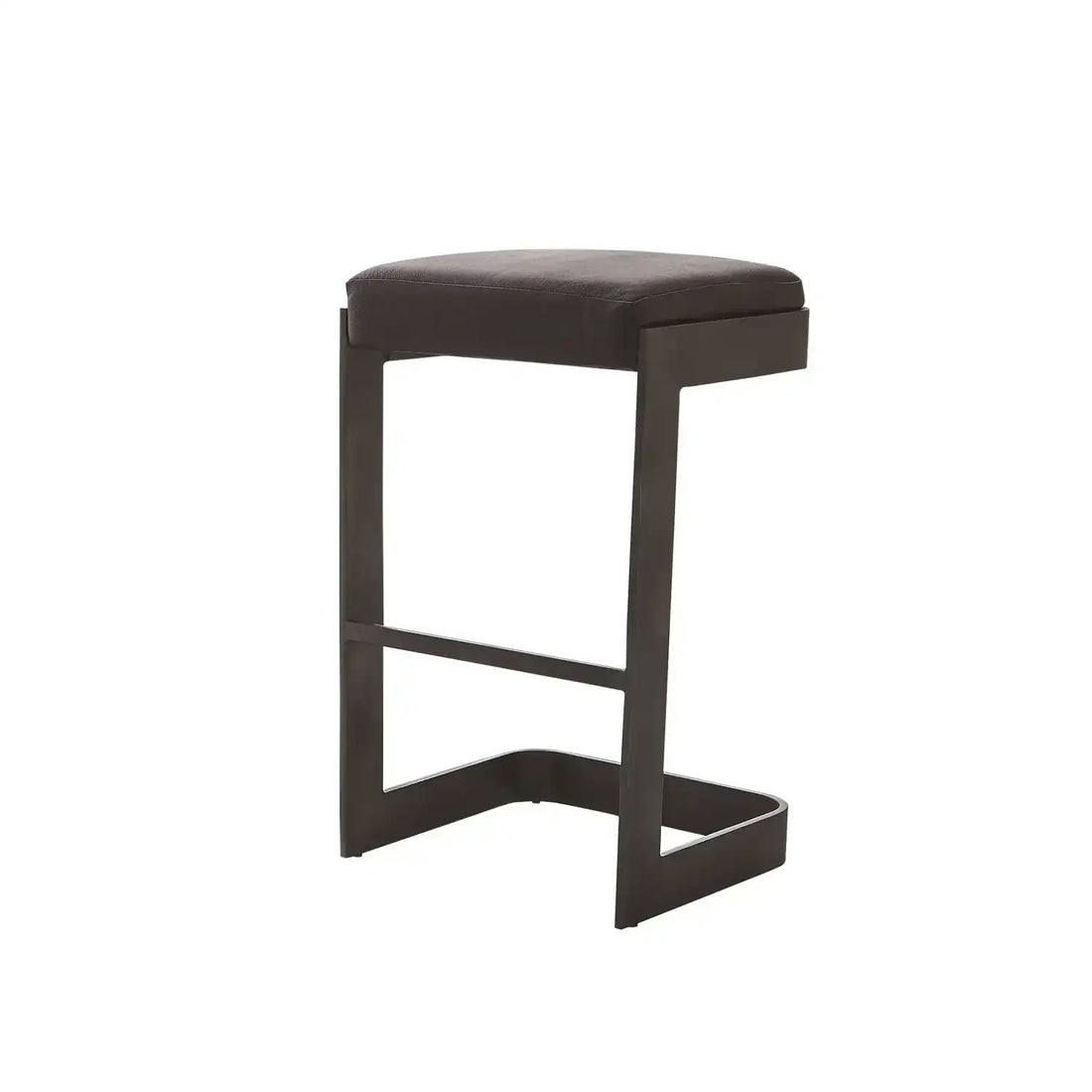 GLOBAL VIEWS REGAN HIGH BAR STOOL W/BLACK LEATHER - Bar Stools