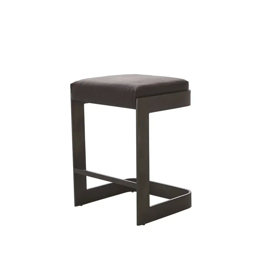 GLOBAL VIEWS REGAN LOW BAR STOOL W/BLACK LEATHER - Bar Stools