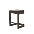 GLOBAL VIEWS REGAN LOW BAR STOOL W/BLACK LEATHER - Bar Stools