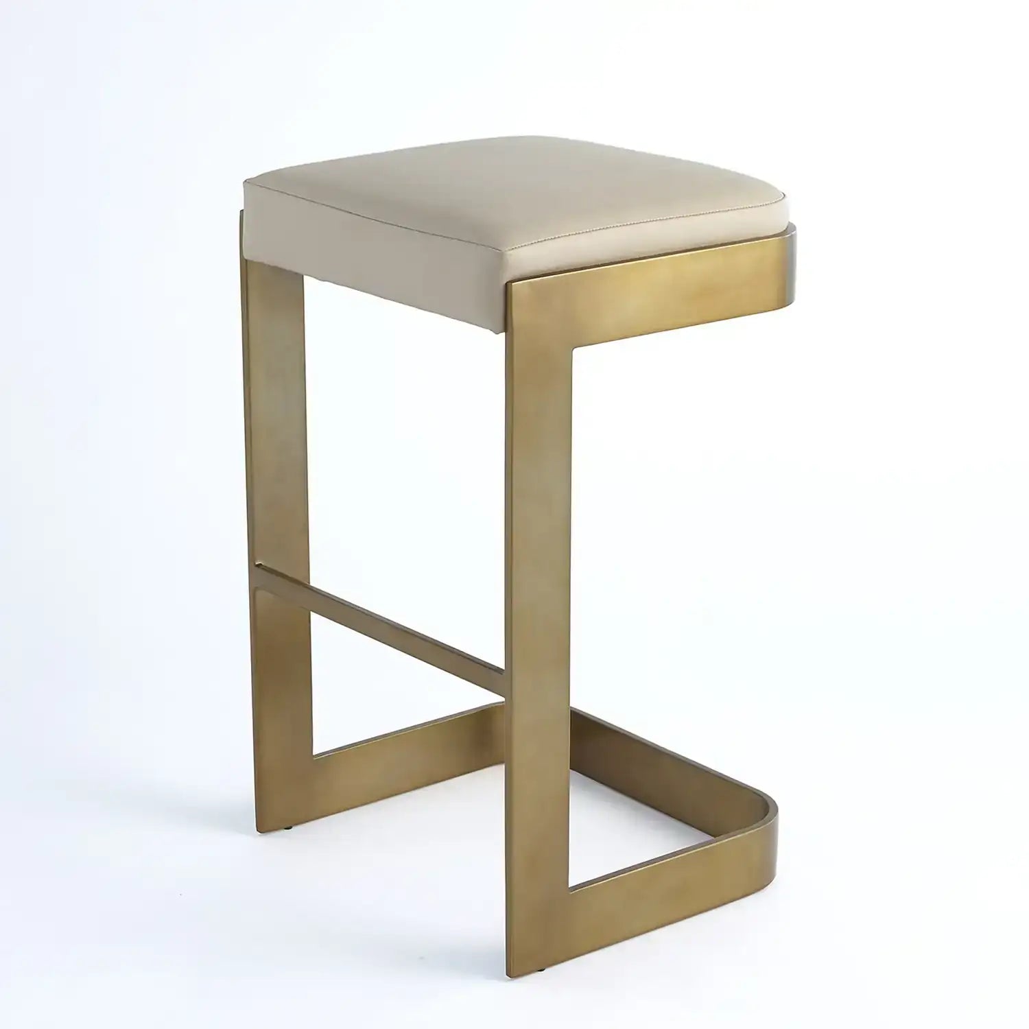 GLOBAL VIEWS REGAN HIGH BAR STOOL W/IVORY LEATHER - Bar Stools