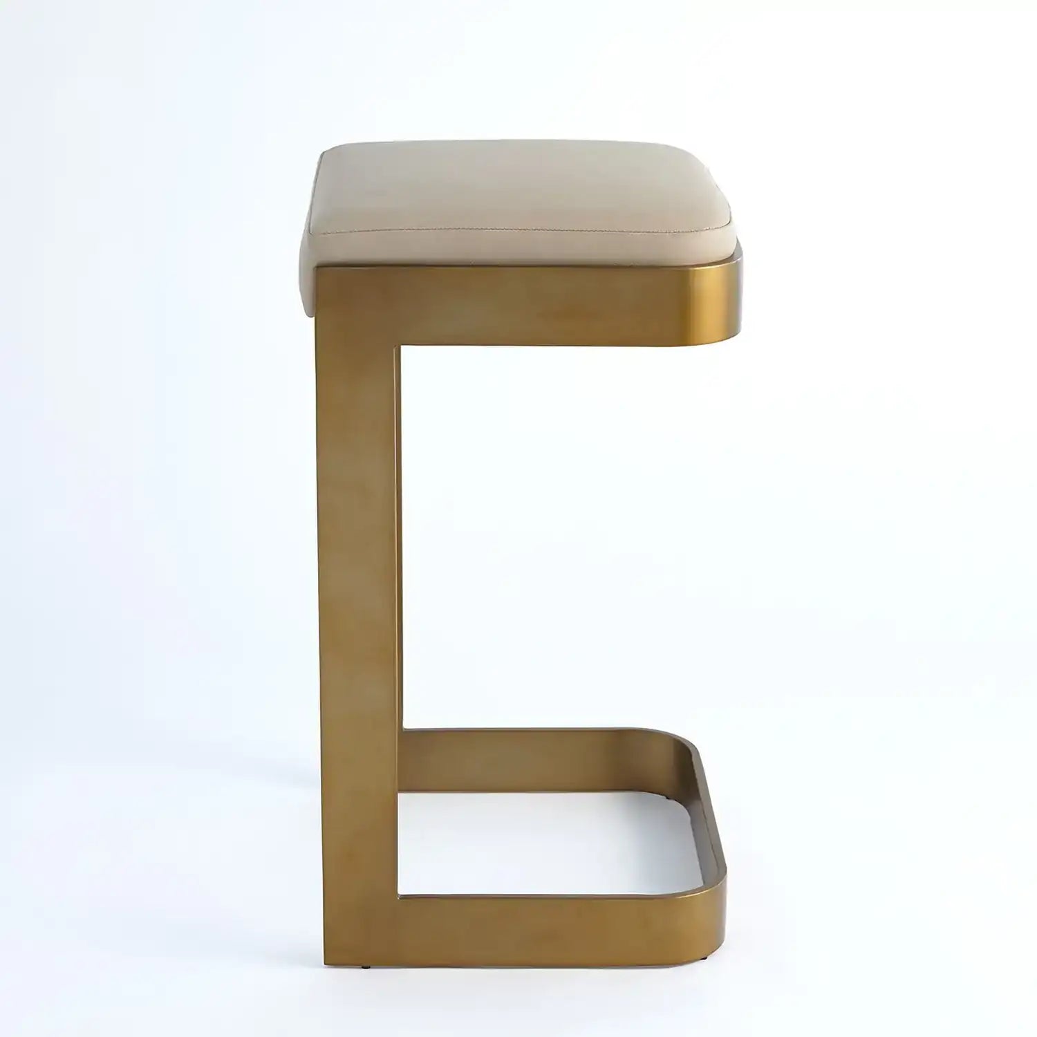 GLOBAL VIEWS REGAN HIGH BAR STOOL W/IVORY LEATHER - Bar Stools