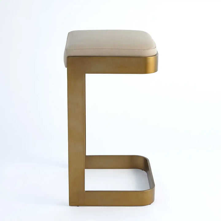 GLOBAL VIEWS REGAN HIGH BAR STOOL W/IVORY LEATHER - Bar Stools