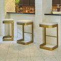 GLOBAL VIEWS REGAN HIGH BAR STOOL W/IVORY LEATHER - Bar Stools