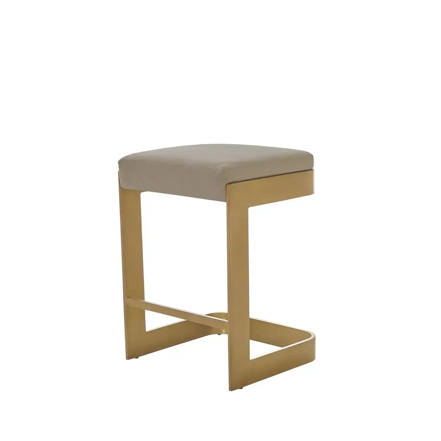 GLOBAL VIEWS REGAN LOW BAR STOOL W/IVORY LEATHER - Bar Stools