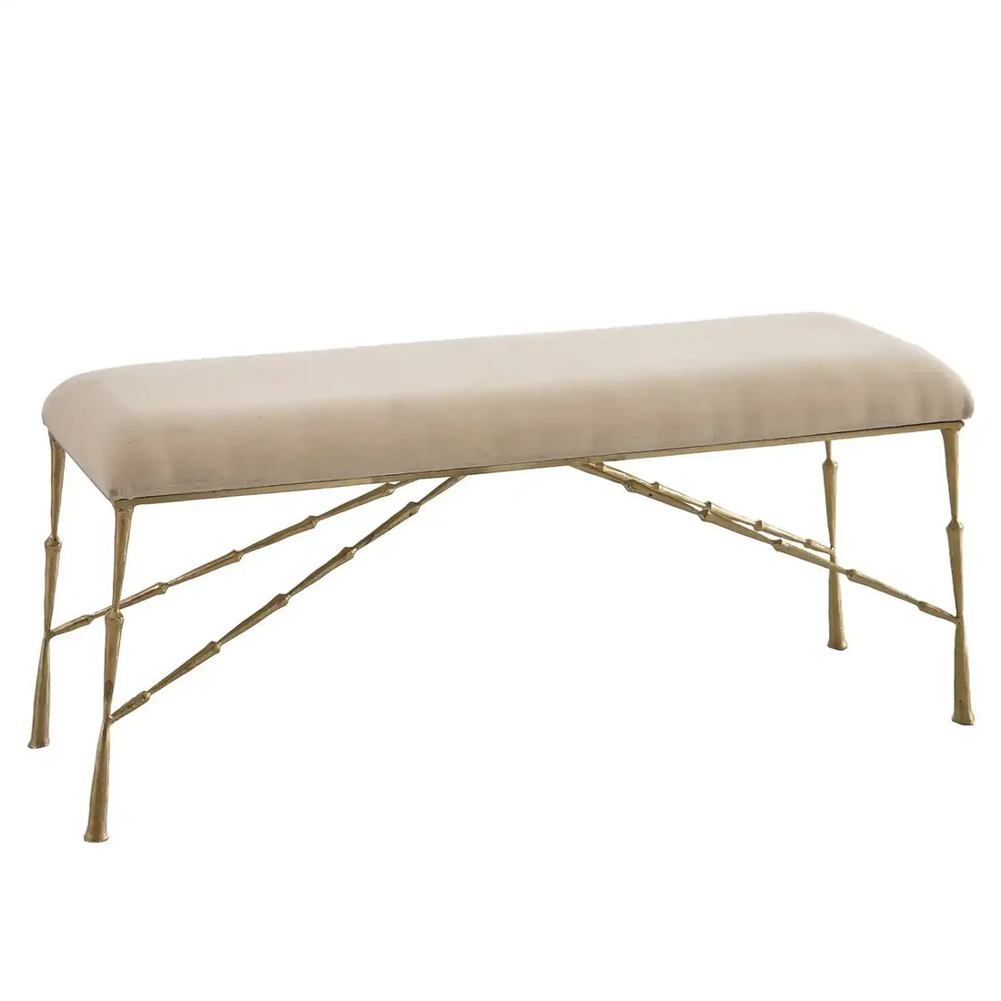 GLOBAL VIEWS SPIKE BENCH W/MUSLIN CUSHION - Benches, Ottoman, Stools
