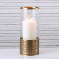 GLOBAL VIEWS PLAID ETCHED GLASS HURRICANE - Decorative Accents