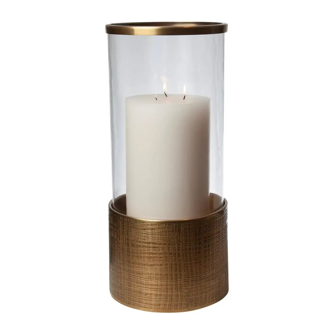 GLOBAL VIEWS PLAID ETCHED GLASS HURRICANE - Decorative Accents