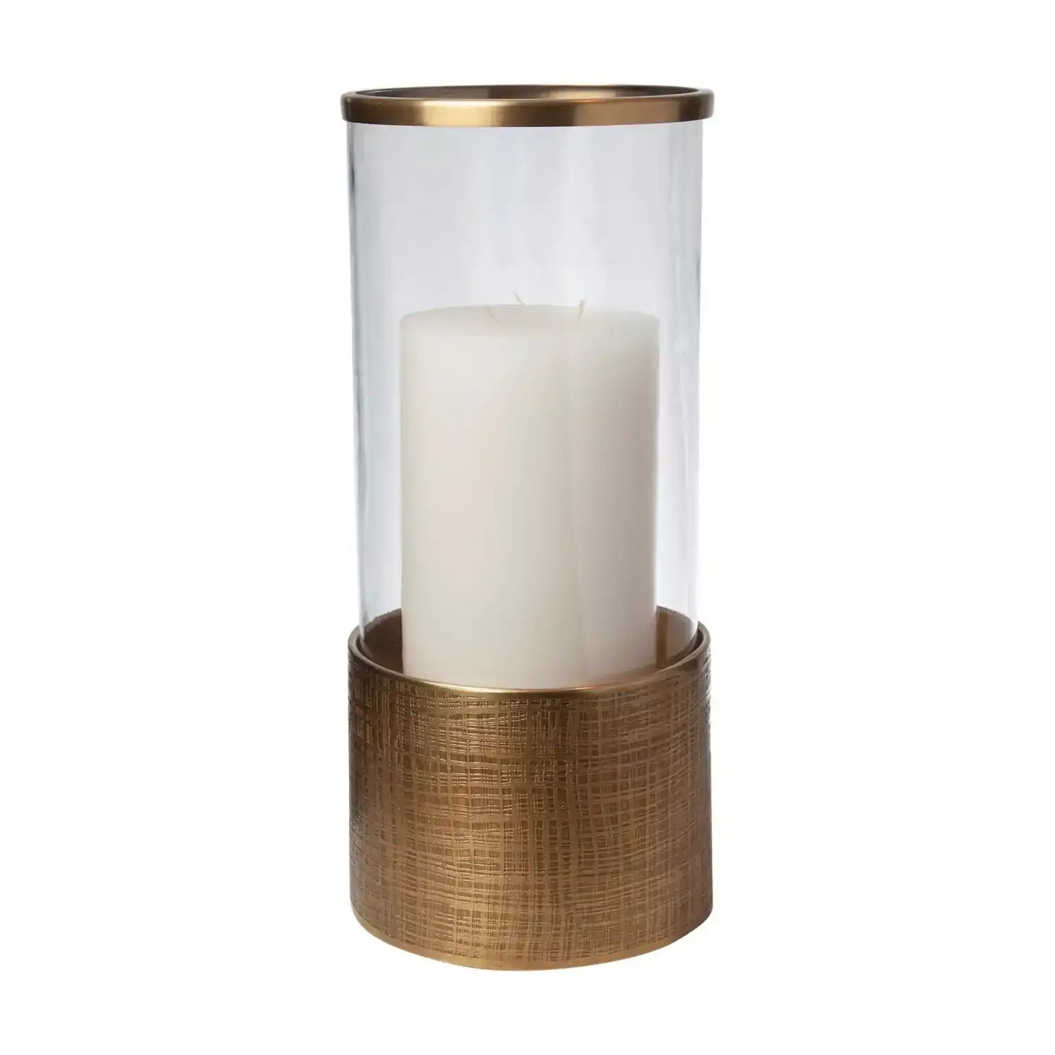 GLOBAL VIEWS PLAID ETCHED GLASS HURRICANE - Decorative Accents