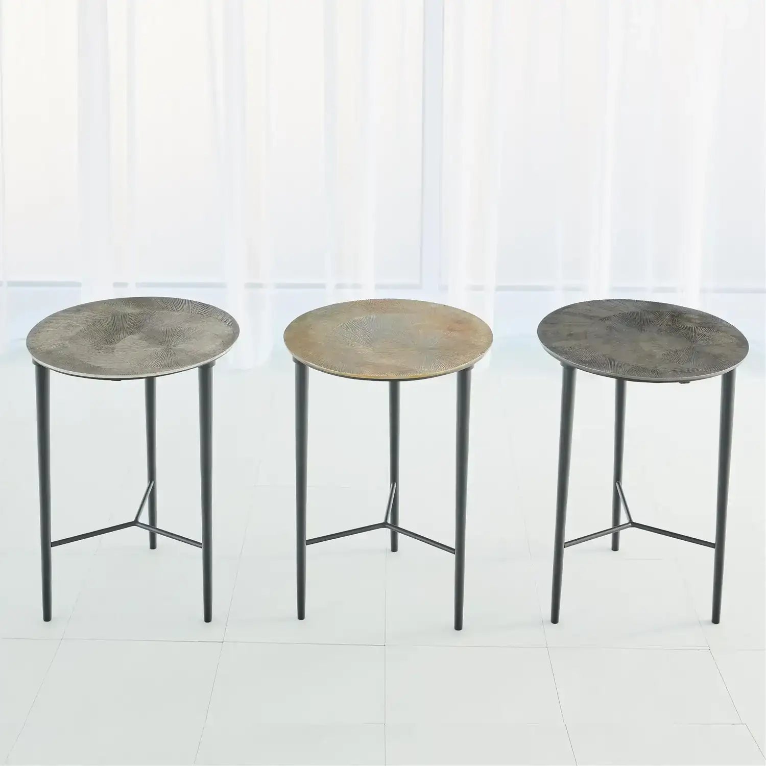 GLOBAL VIEWS CIRCLE ETCHED ACCENT TABLE - Side