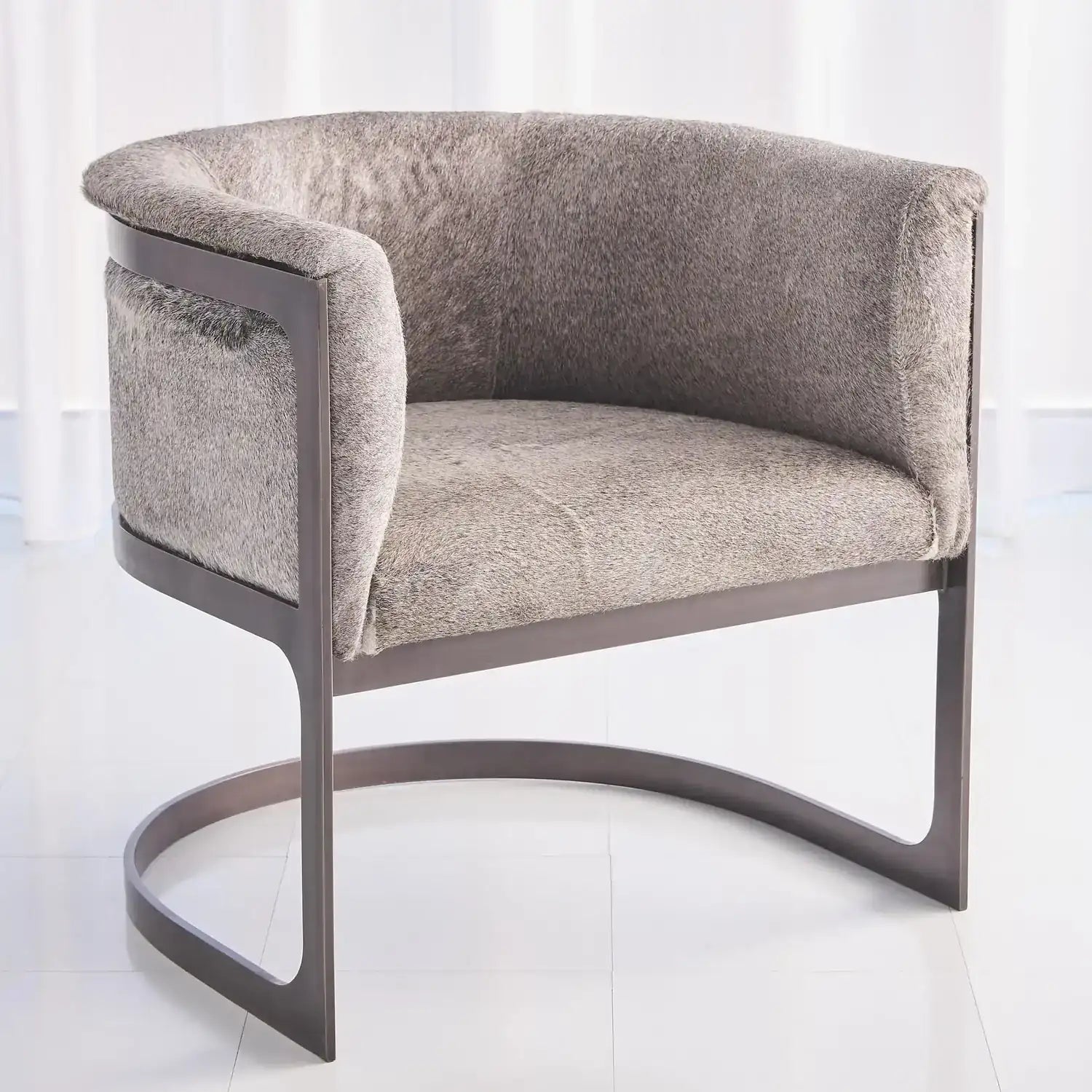 GLOBAL VIEWS REGAN BARREL CHAIR W/GREY HAIR - Lounge