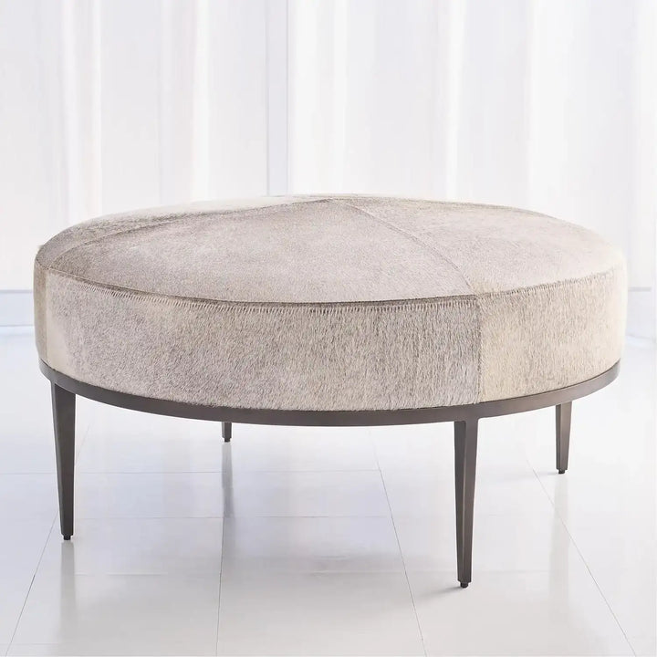 GLOBAL VIEWS URBAN OTTOMAN W/GREY HAIR - Benches, Ottoman, Stools
