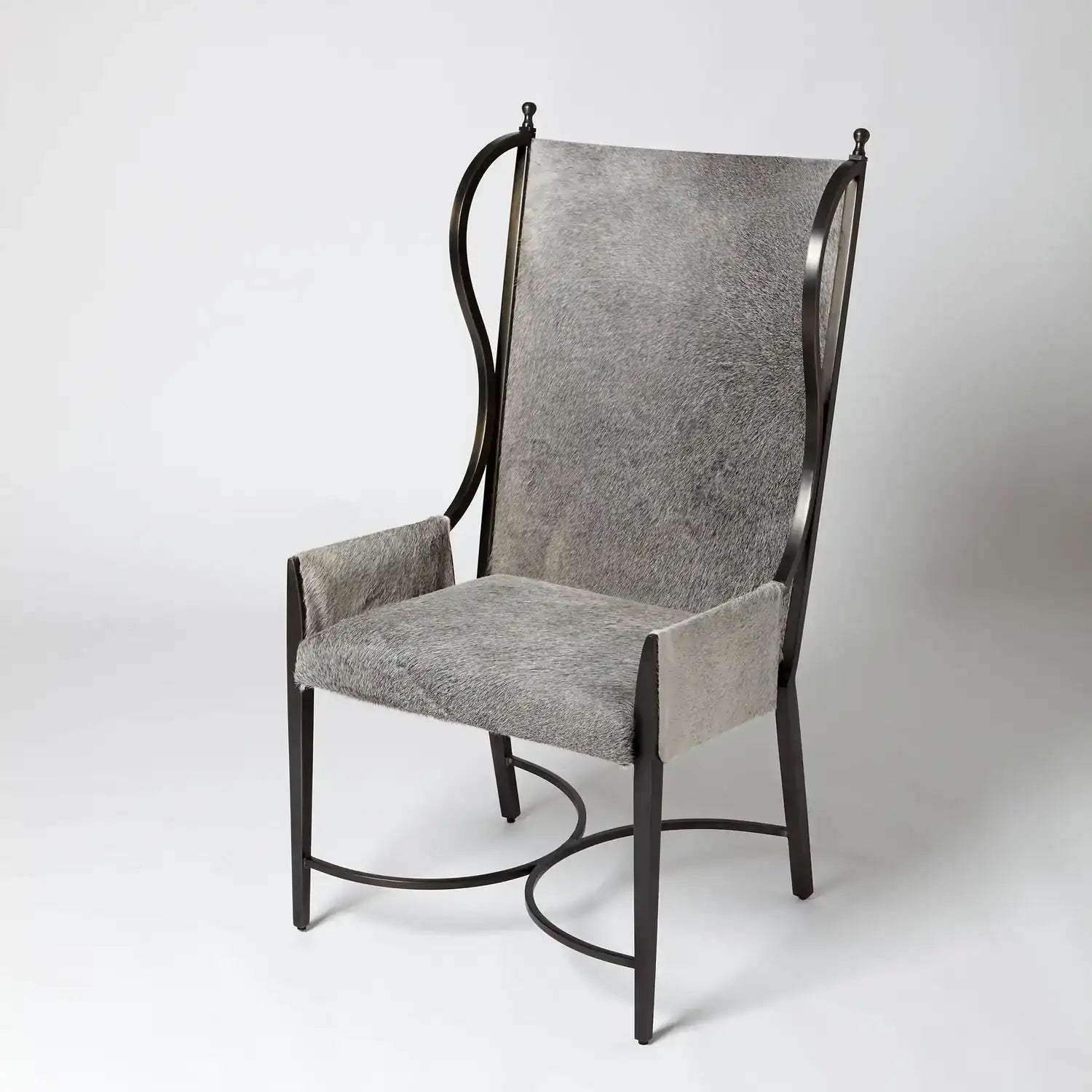 GLOBAL VIEWS IRON WING CHAIR W/GREY HAIR - Lounge