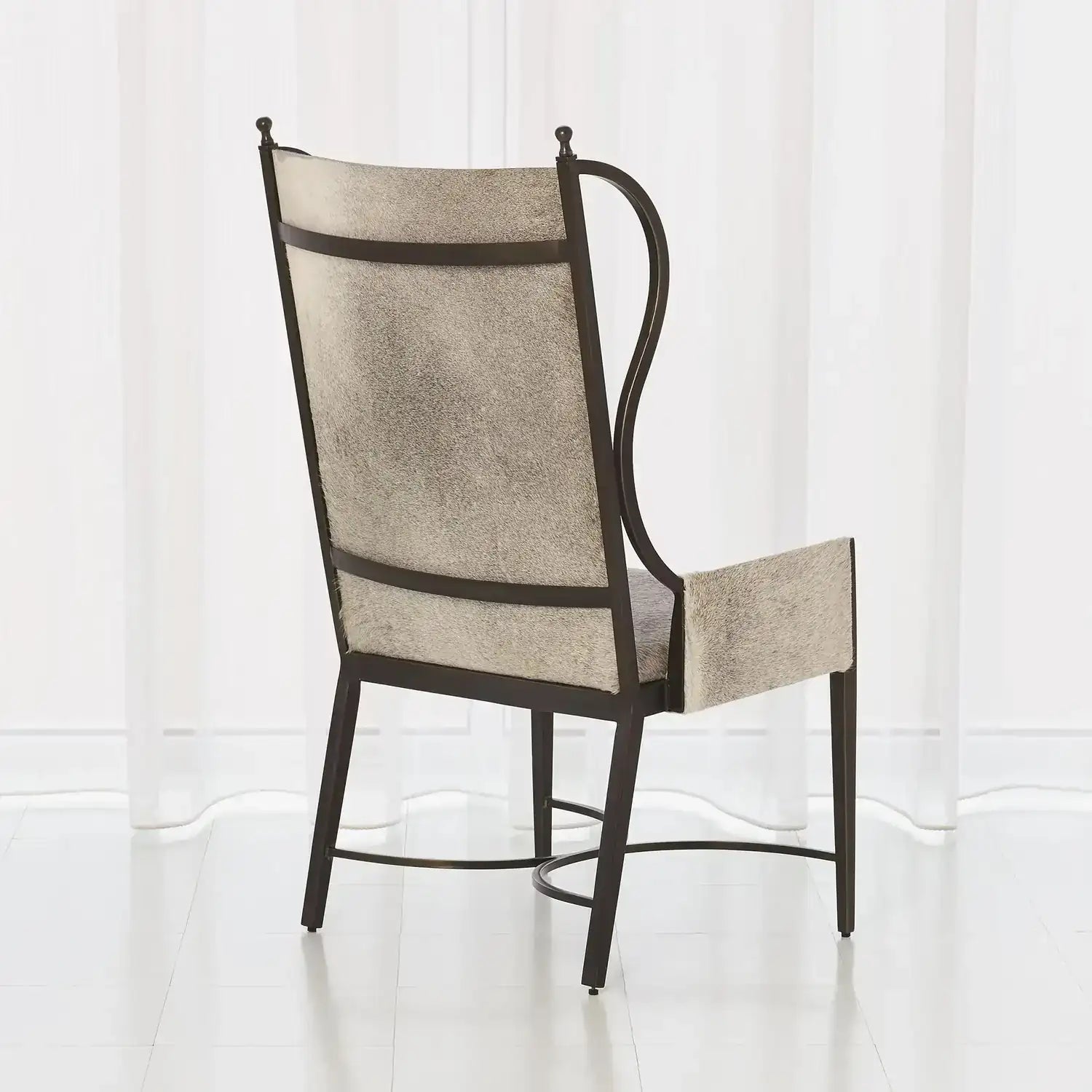 GLOBAL VIEWS IRON WING CHAIR W/GREY HAIR - Lounge