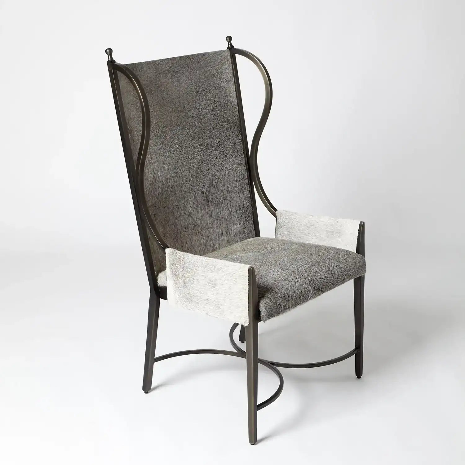 GLOBAL VIEWS IRON WING CHAIR W/GREY HAIR - Lounge