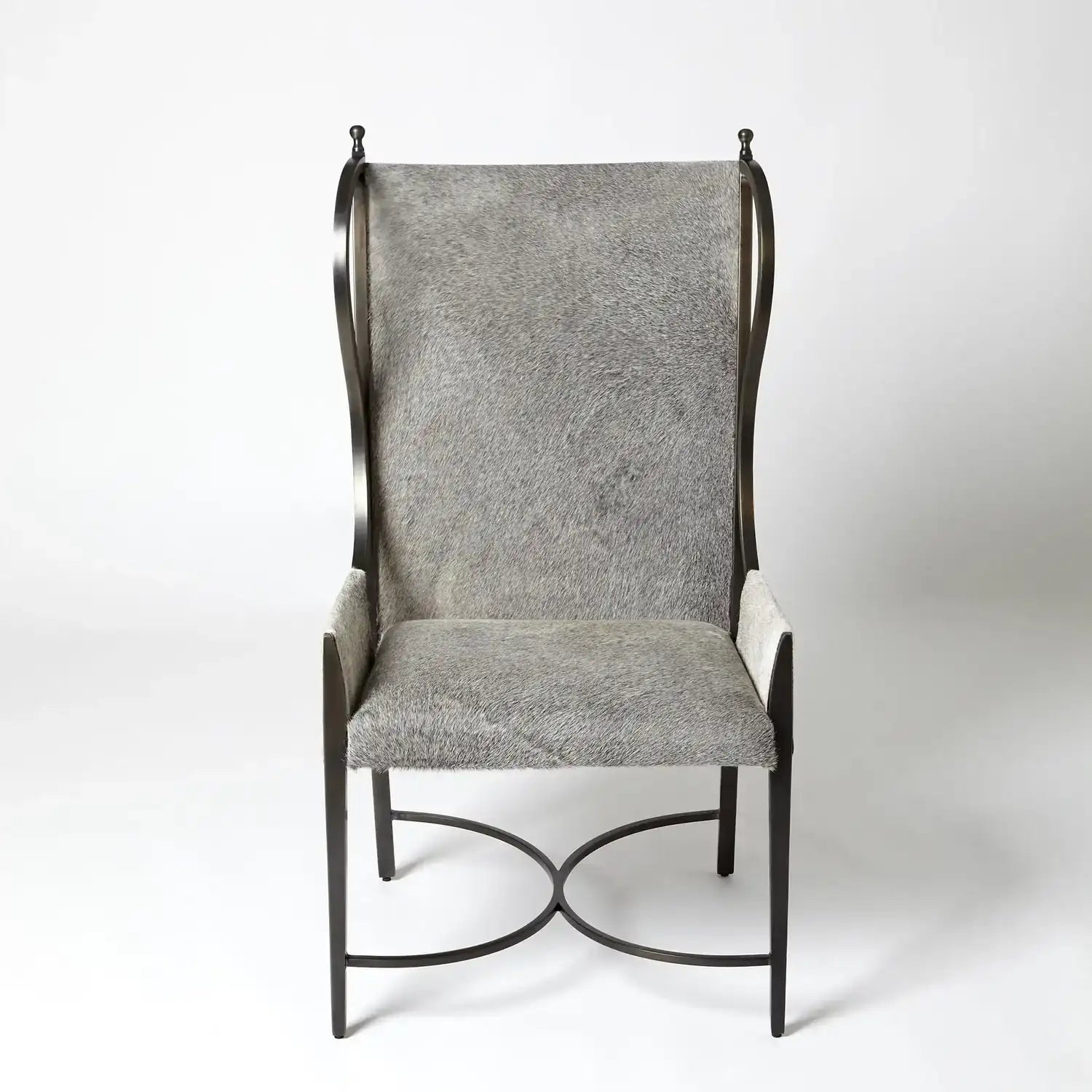 GLOBAL VIEWS IRON WING CHAIR W/GREY HAIR - Lounge