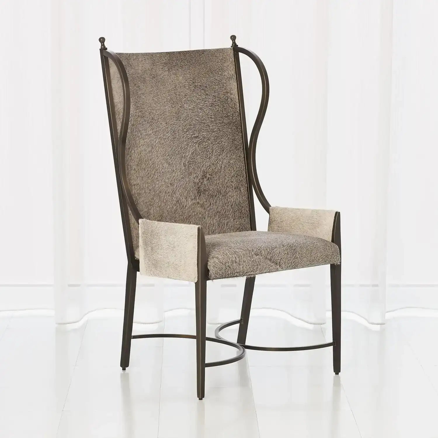 GLOBAL VIEWS IRON WING CHAIR W/GREY HAIR - Lounge