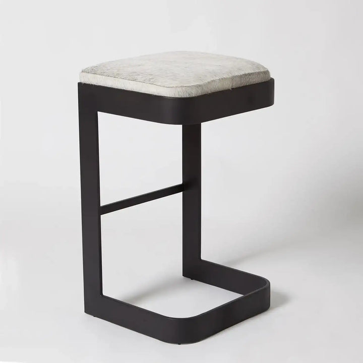 GLOBAL VIEWS REGAN HIGH BAR STOOL W/GREY HAIR - Bar Stools