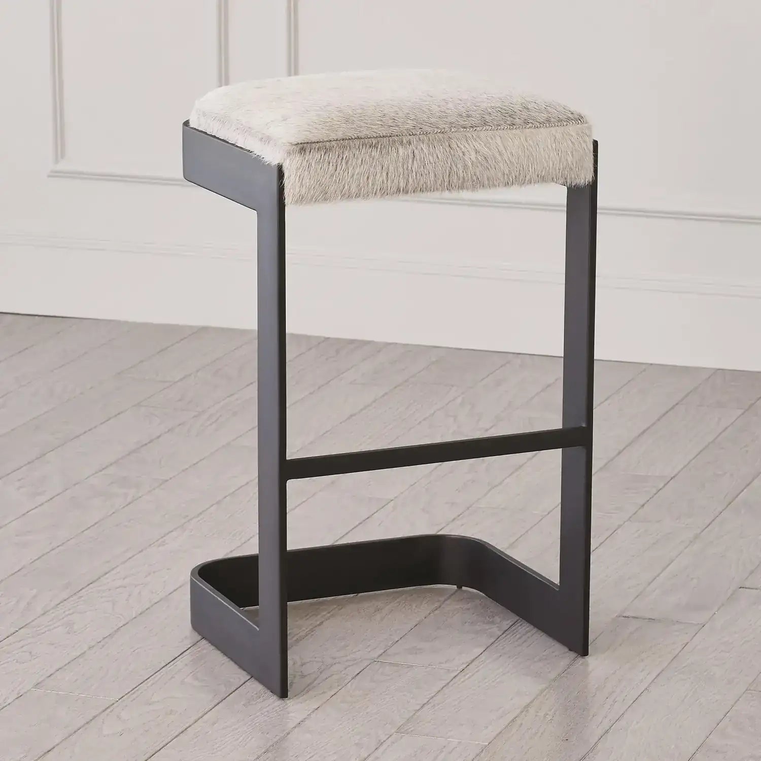 GLOBAL VIEWS REGAN HIGH BAR STOOL W/GREY HAIR - Bar Stools
