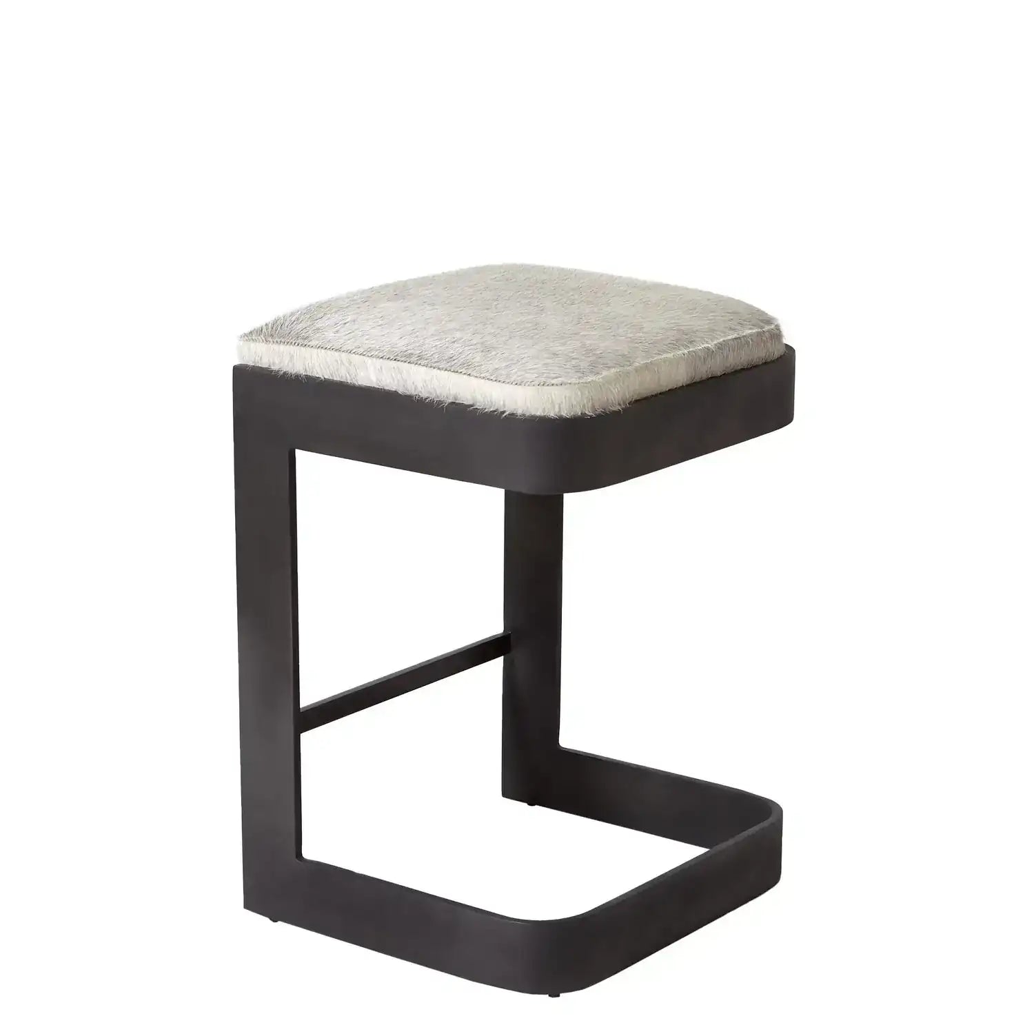 GLOBAL VIEWS REGAN LOW BAR STOOL W/GREY HAIR - Bar Stools