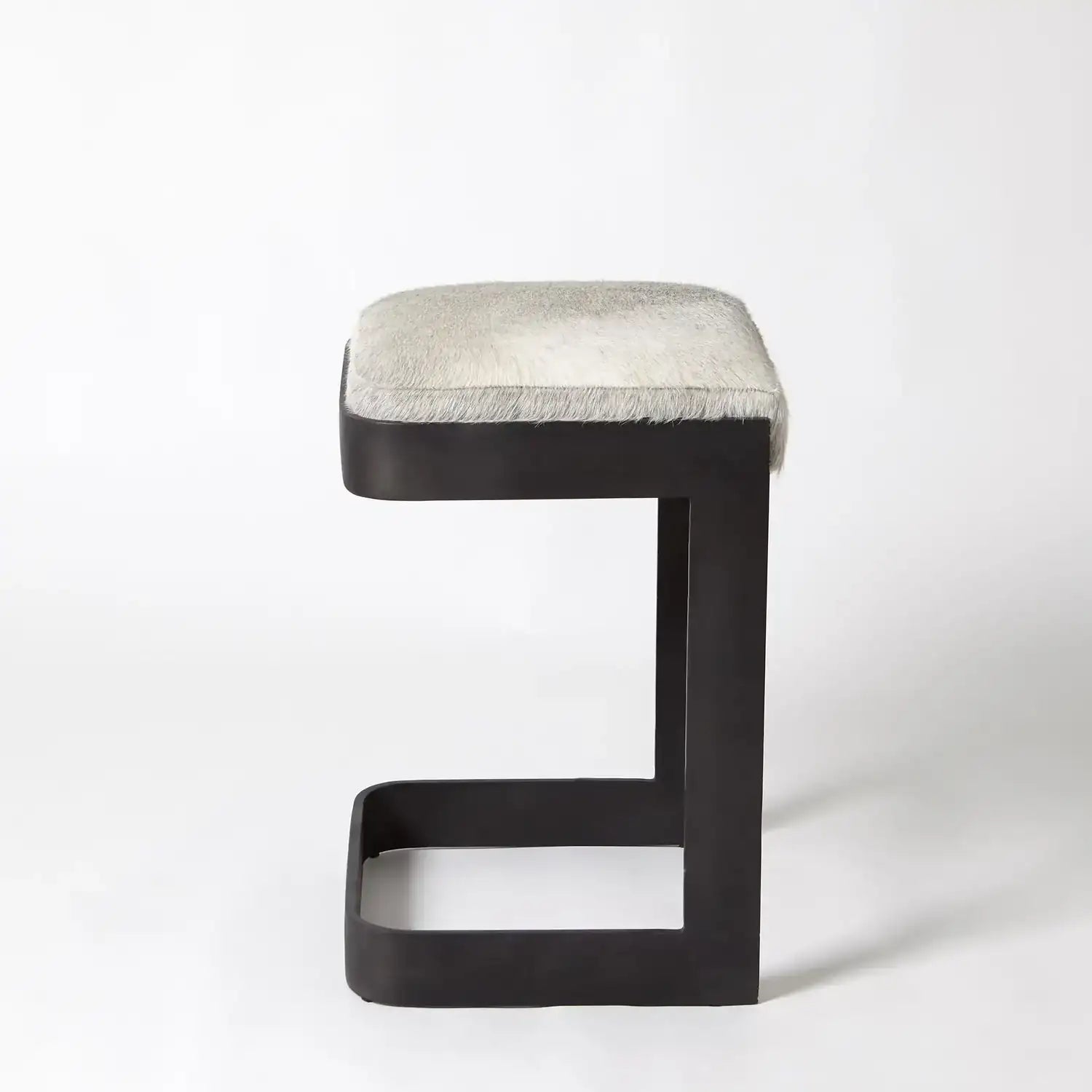 GLOBAL VIEWS REGAN LOW BAR STOOL W/GREY HAIR - Bar Stools
