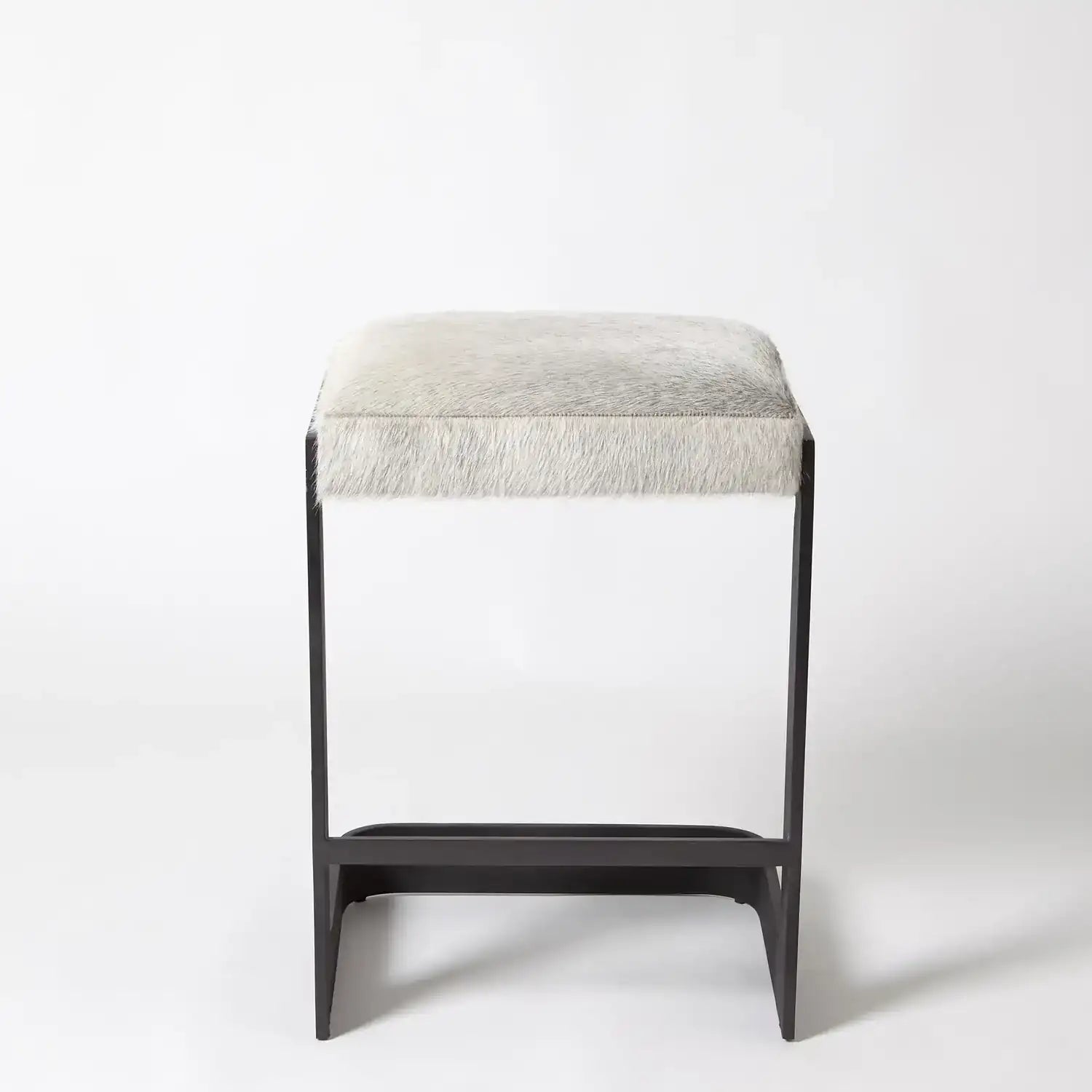 GLOBAL VIEWS REGAN LOW BAR STOOL W/GREY HAIR - Bar Stools