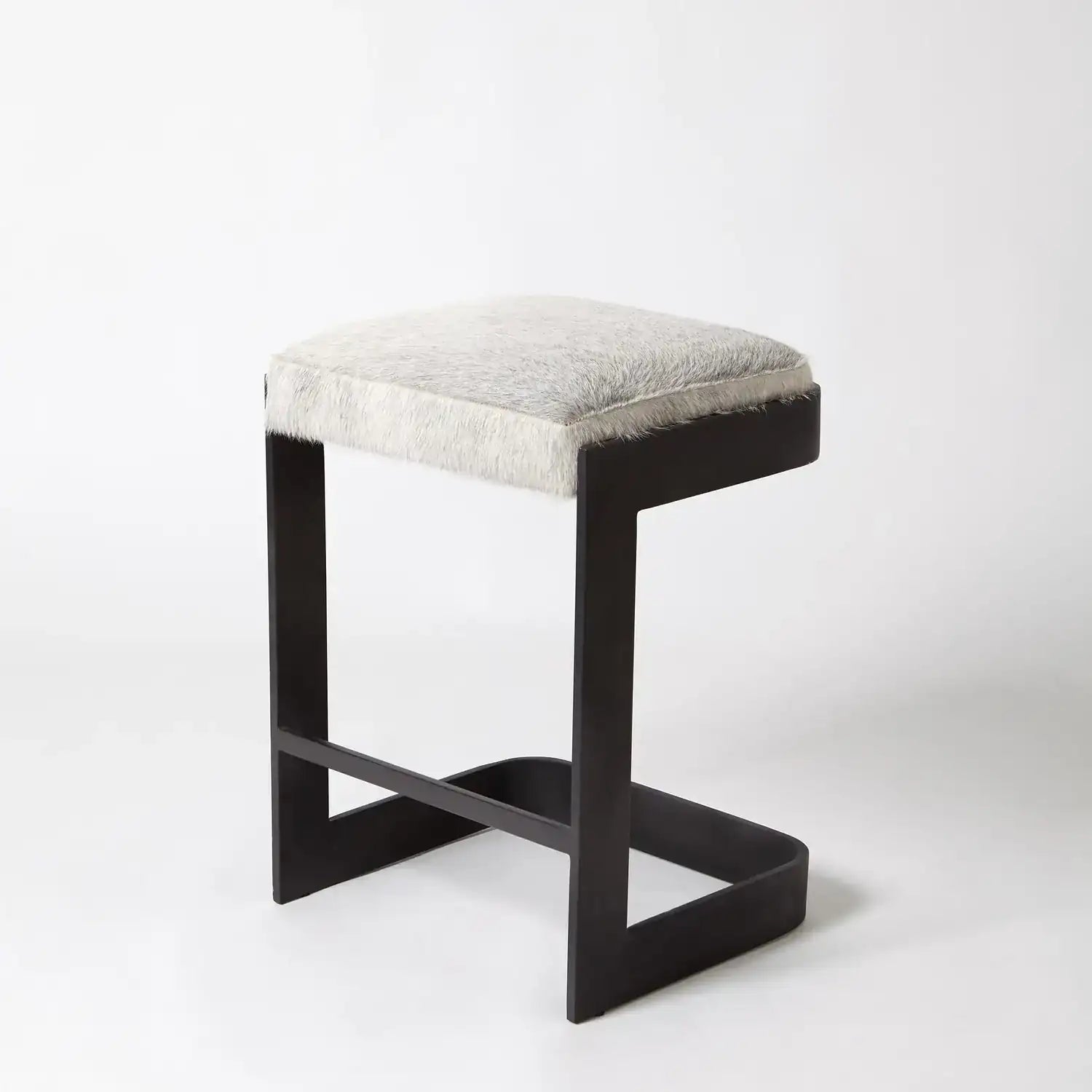 GLOBAL VIEWS REGAN LOW BAR STOOL W/GREY HAIR - Bar Stools