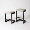 GLOBAL VIEWS REGAN LOW BAR STOOL W/GREY HAIR - Bar Stools