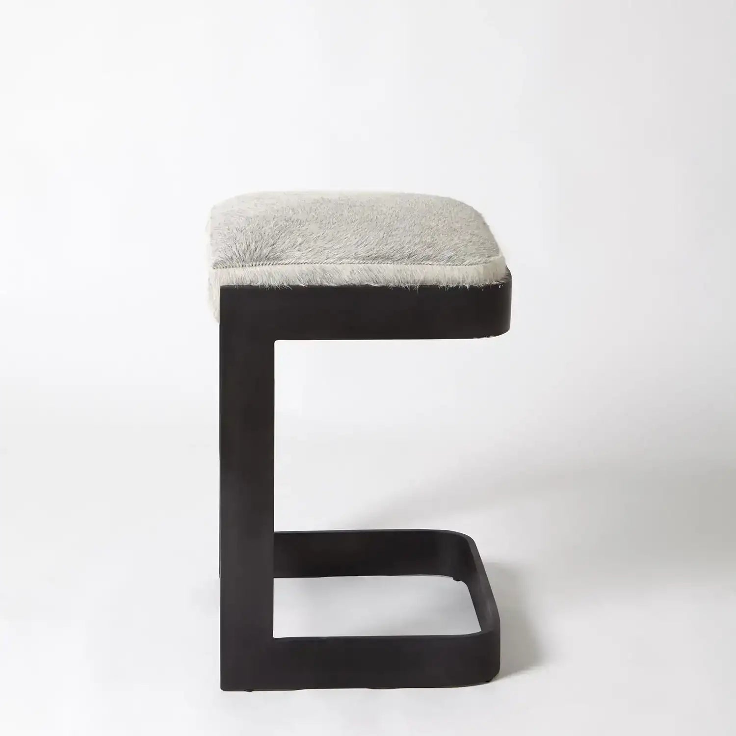 GLOBAL VIEWS REGAN LOW BAR STOOL W/GREY HAIR - Bar Stools