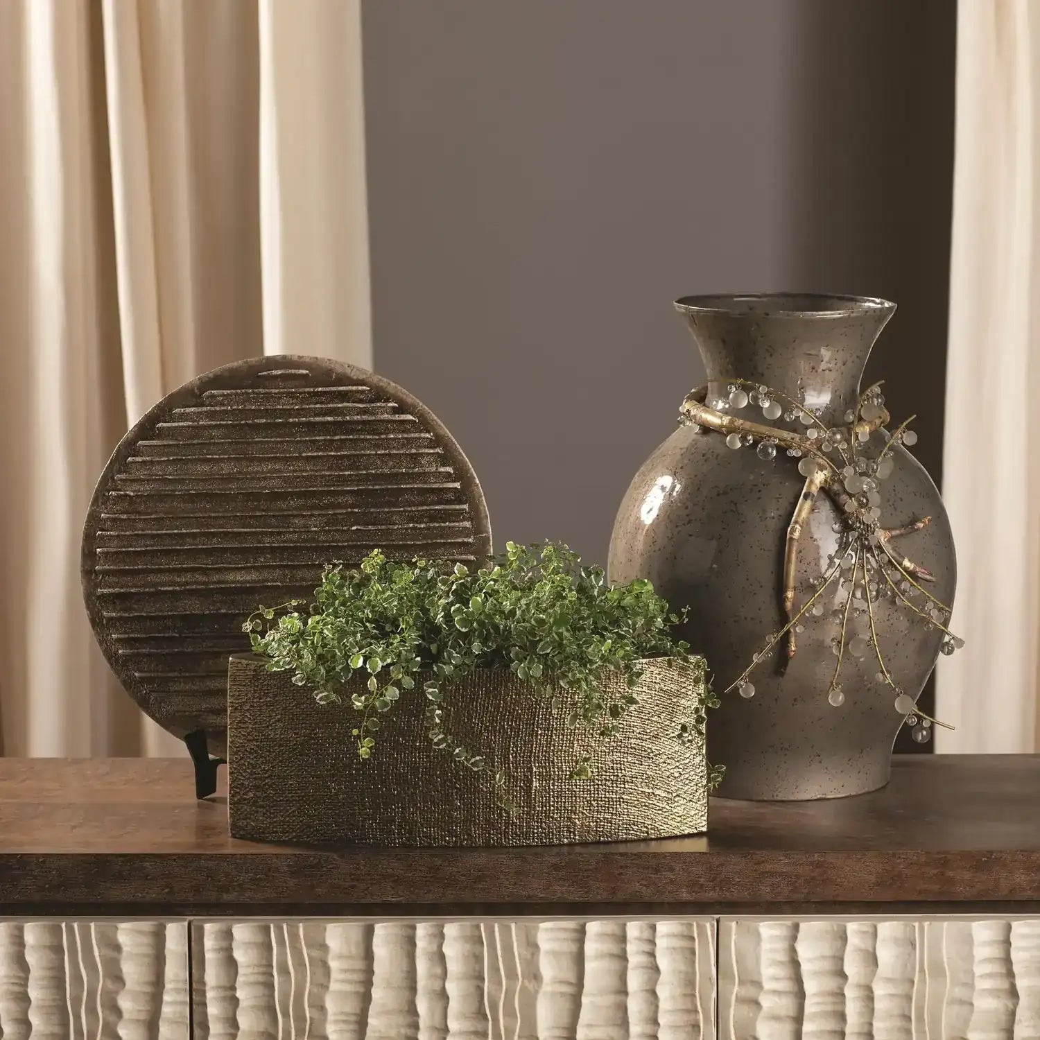 GLOBAL VIEWS HEMP ETCHED PLANTER - Decorative Accents