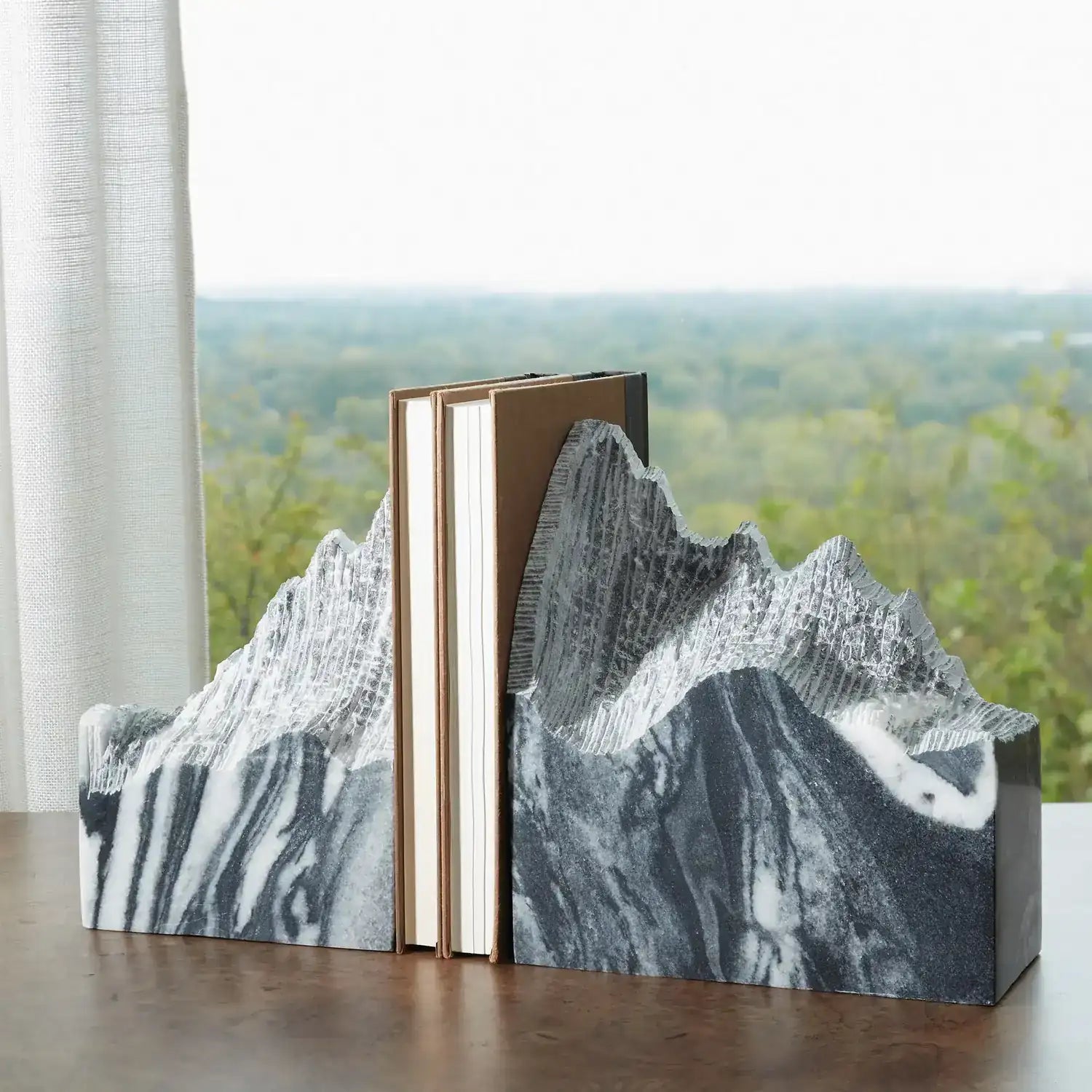 GLOBAL VIEWS PAIR MOUNTAIN SUMMIT BOOKENDS - Decorative Accents