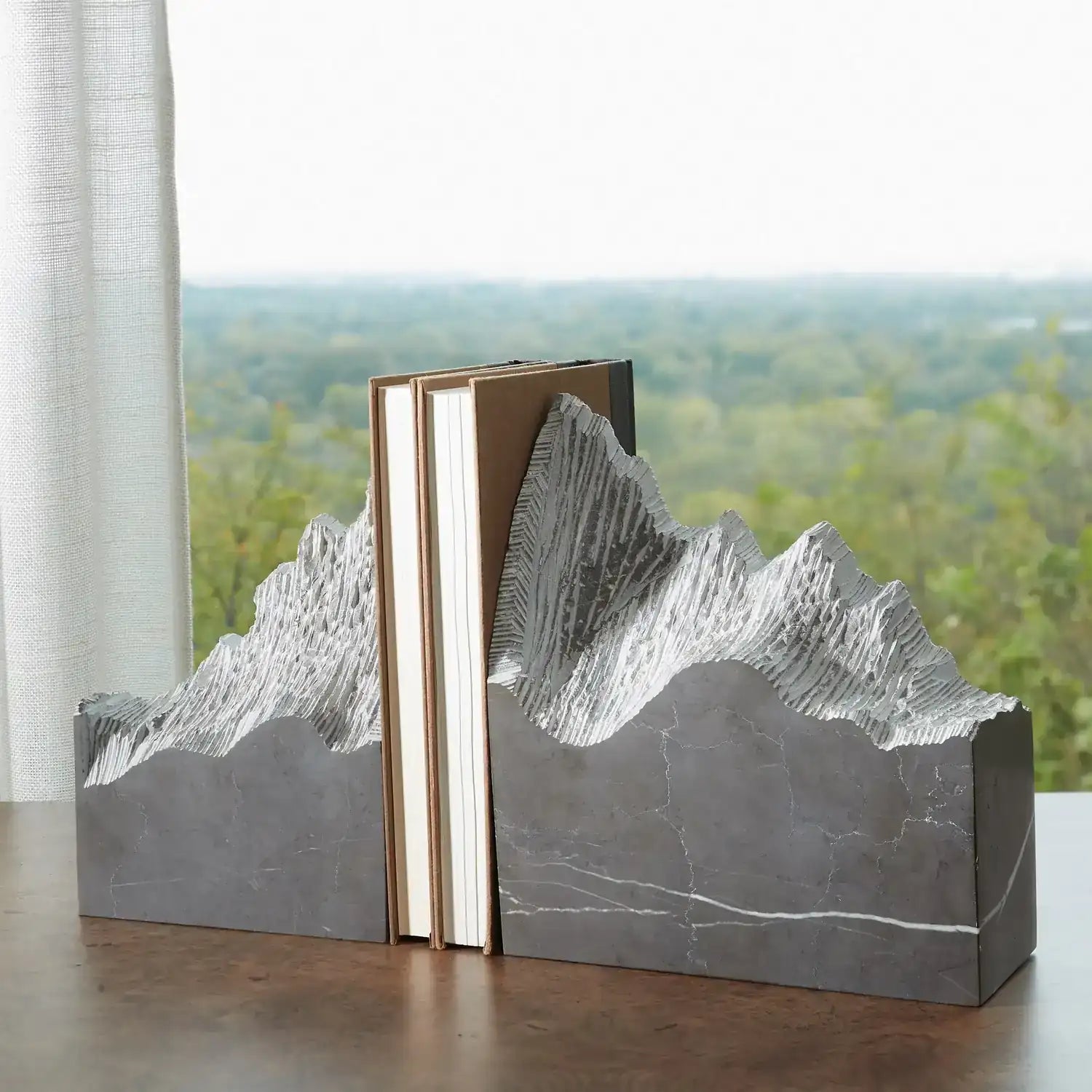 GLOBAL VIEWS PAIR MOUNTAIN SUMMIT BOOKENDS - Decorative Accents