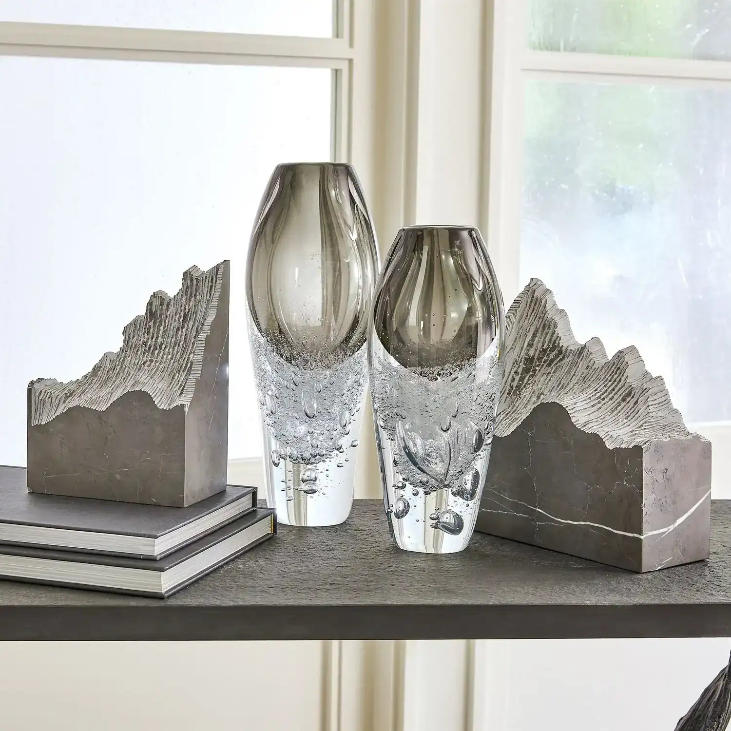GLOBAL VIEWS PAIR MOUNTAIN SUMMIT BOOKENDS - Decorative Accents