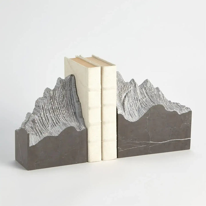 GLOBAL VIEWS PAIR MOUNTAIN SUMMIT BOOKENDS - Decorative Accents