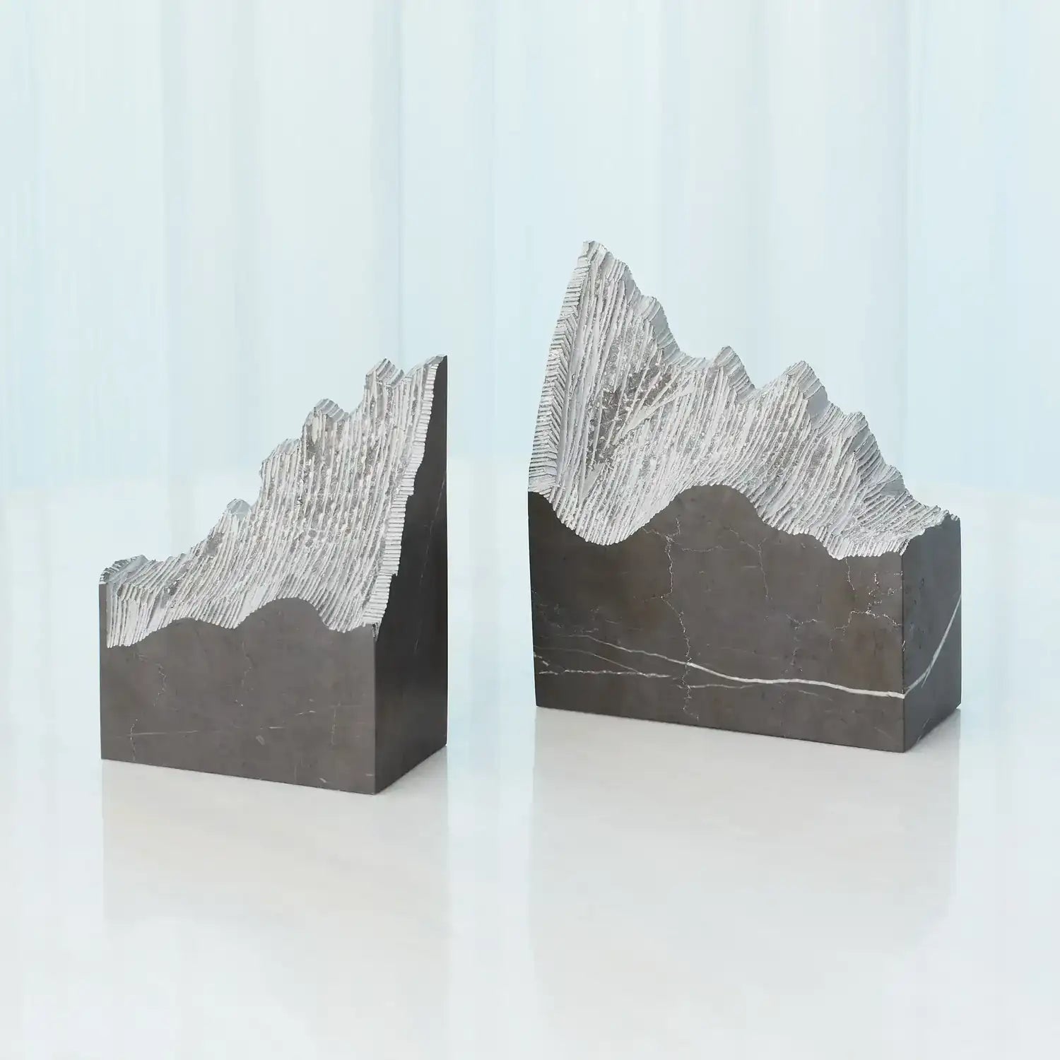 GLOBAL VIEWS PAIR MOUNTAIN SUMMIT BOOKENDS - Decorative Accents