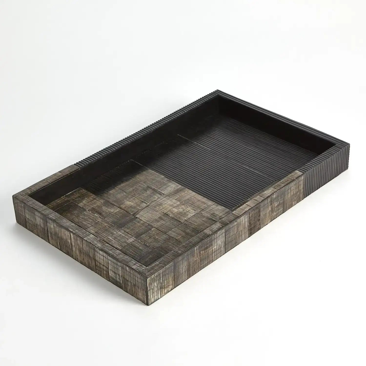 GLOBAL VIEWS GILLES RIBBED HORN/RESIN TRAY - Decorative Accents