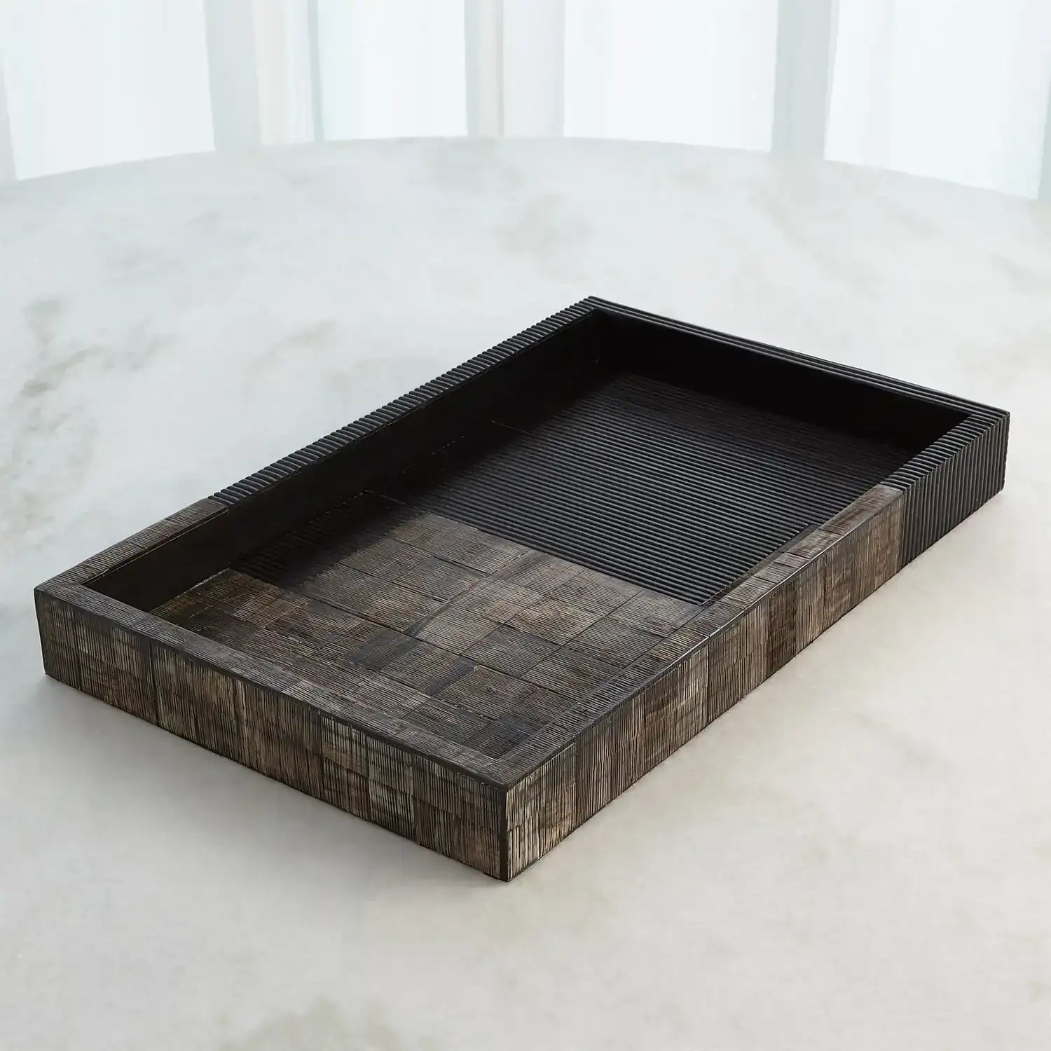 GLOBAL VIEWS GILLES RIBBED HORN/RESIN TRAY - Decorative Accents