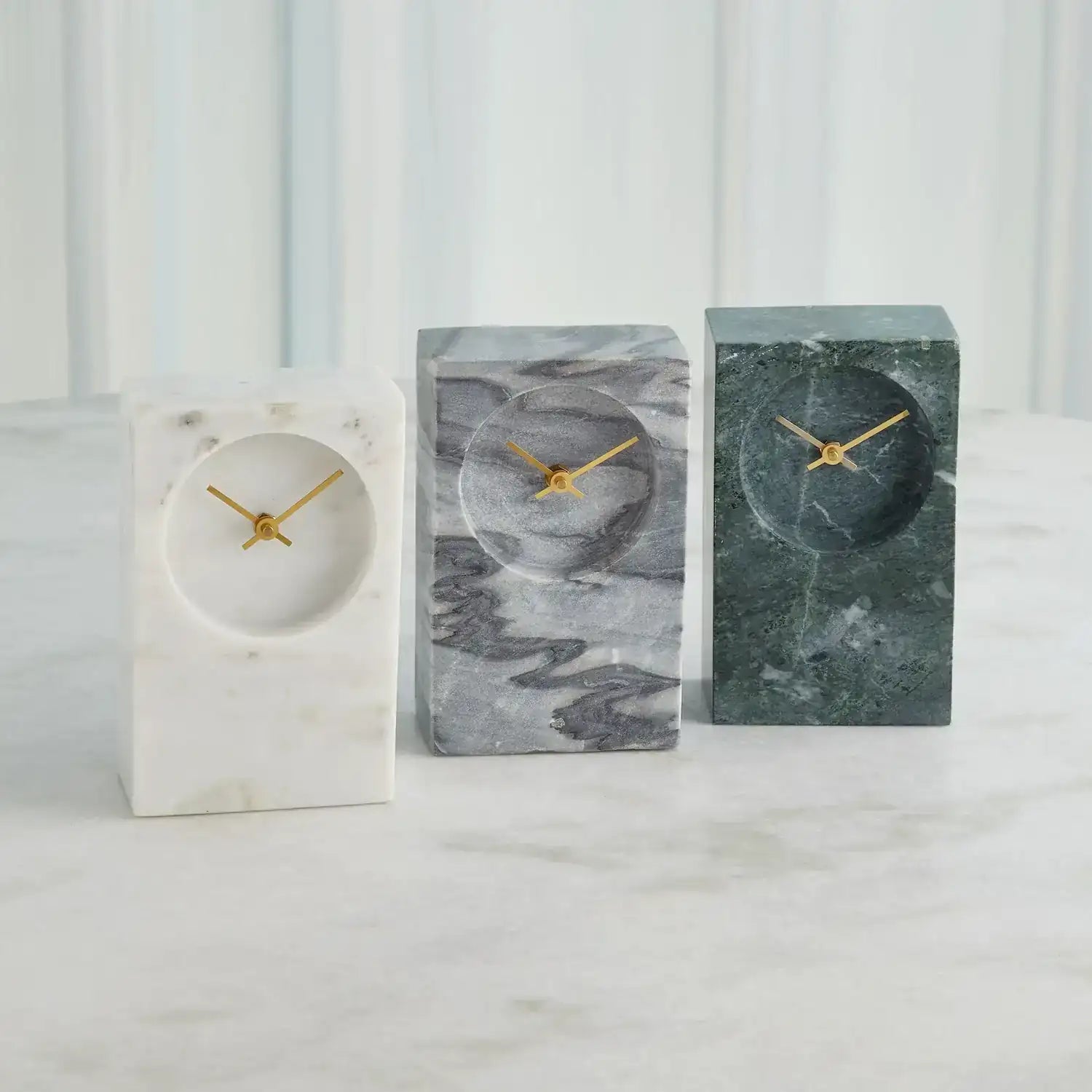GLOBAL VIEWS MARBLE TOWER CLOCK - Decorative Accents