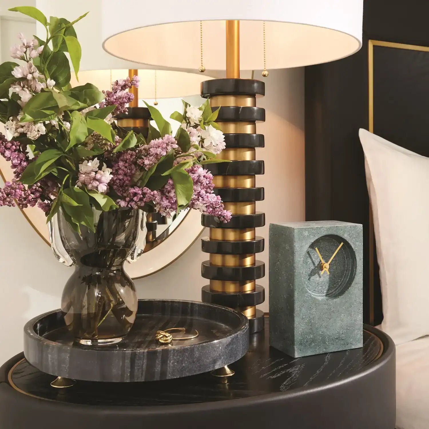 GLOBAL VIEWS MARBLE TOWER CLOCK - Decorative Accents