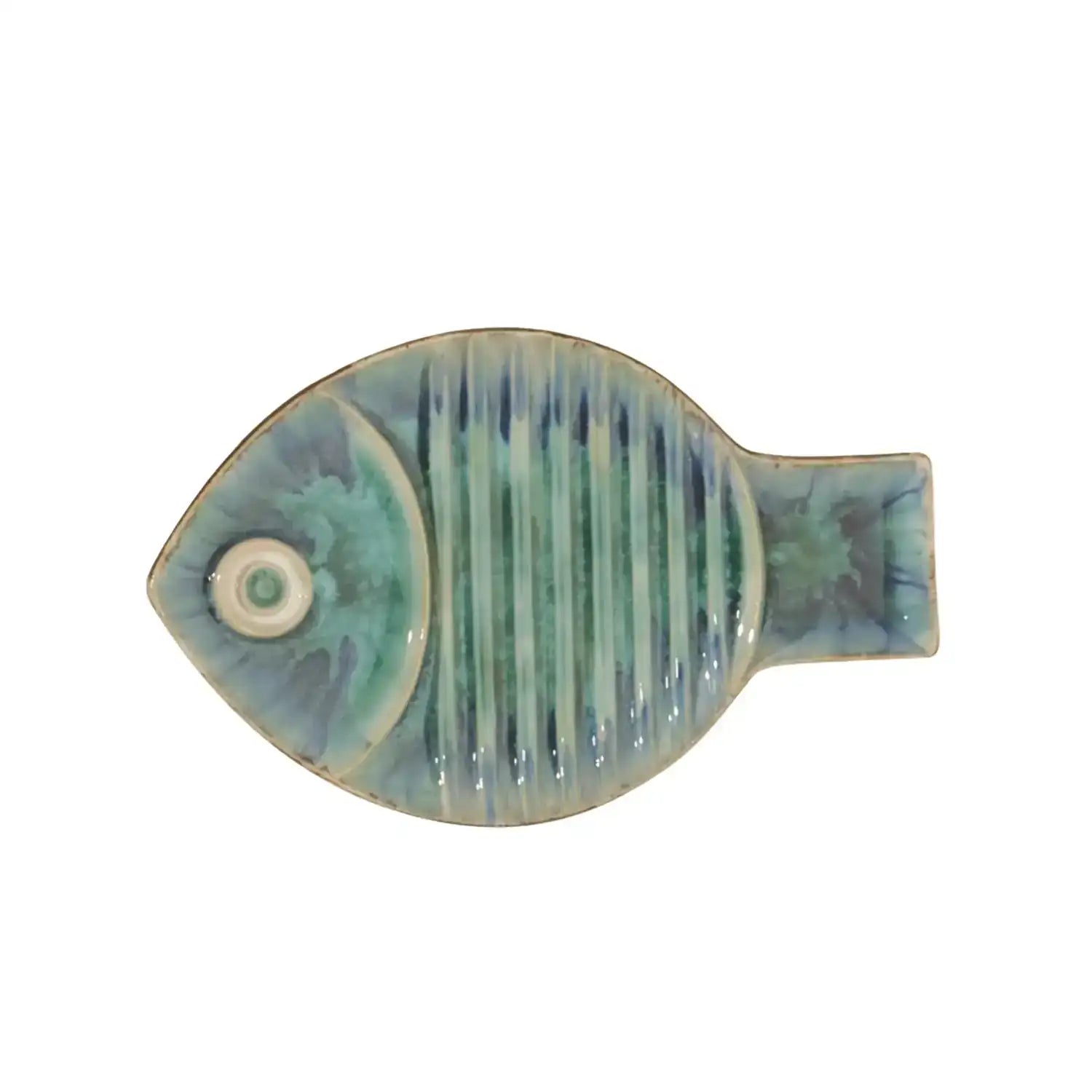 GLOBAL VIEWS BLUE FISH PLATE - Decorative Accents