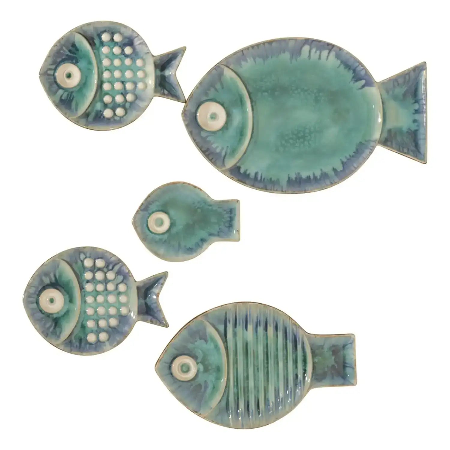 GLOBAL VIEWS BLUE FISH PLATE - Decorative Accents