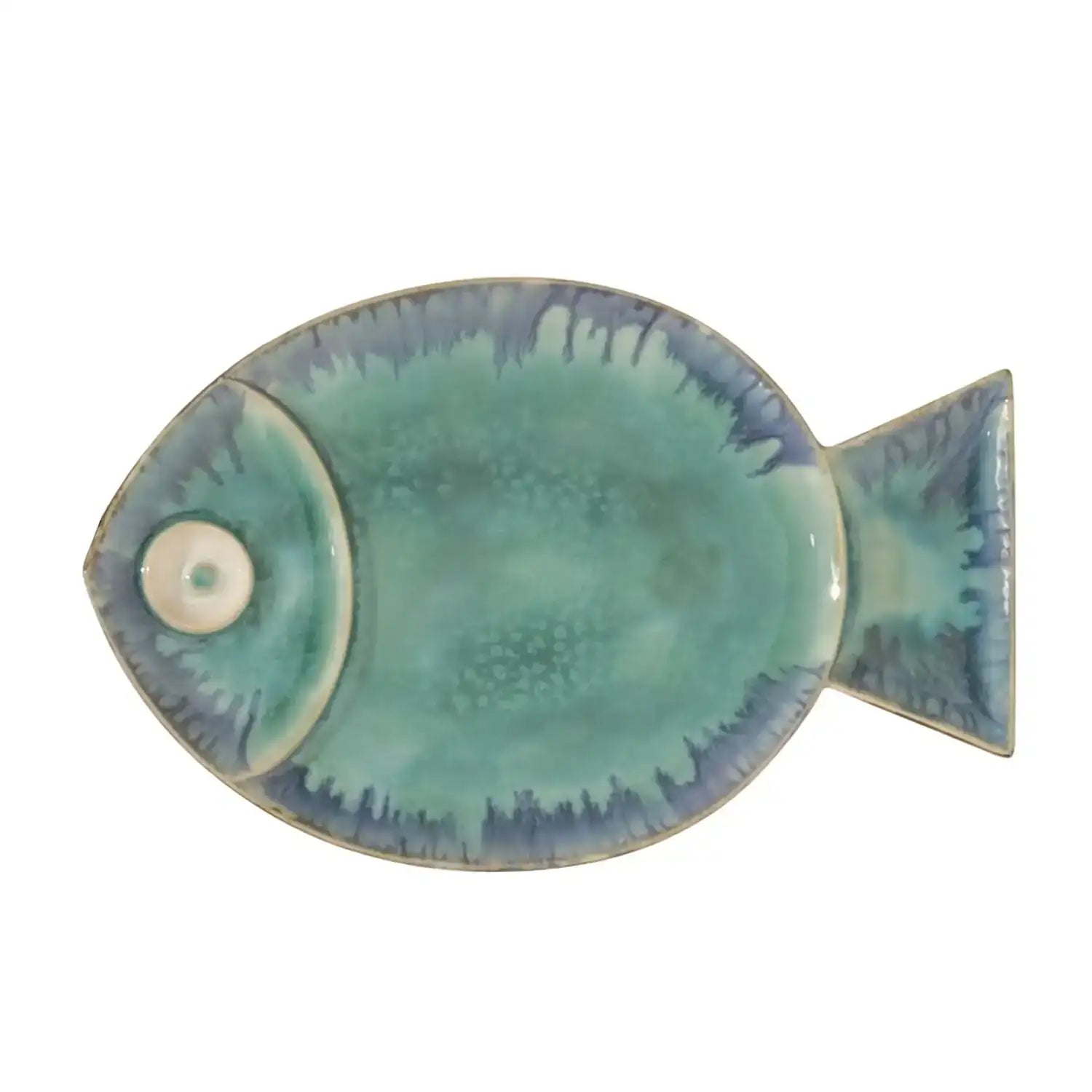 GLOBAL VIEWS BLUE FISH PLATE - Decorative Accents