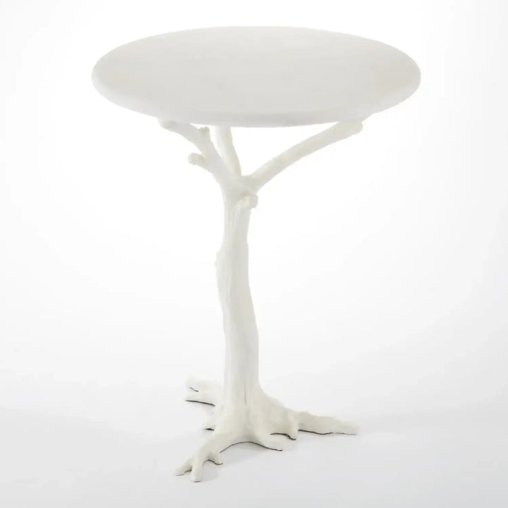 GLOBAL VIEWS WHITE FAUX BOIS SIDE TABLE - Side