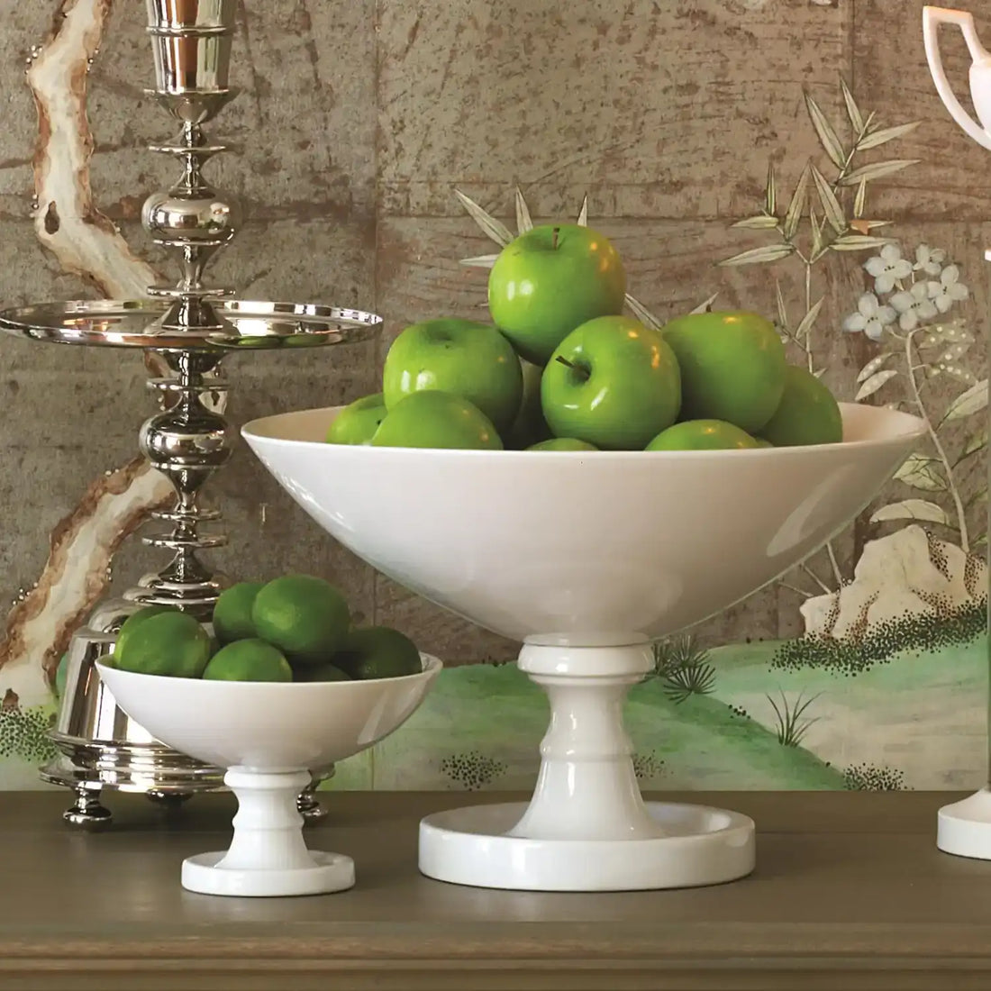 GLOBAL VIEWS WHITE GRAND PEDESTAL BOWL - Decorative Accents