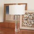 GLOBAL VIEWS, FLUTED CRYSTAL COLUMN TABLE LAMP, TABLE LAMPS