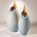 GLOBAL VIEWS FROSTED BLUE VASE W/AMBER CASING - Art