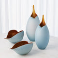GLOBAL VIEWS FROSTED BLUE VASE W/AMBER CASING - Art
